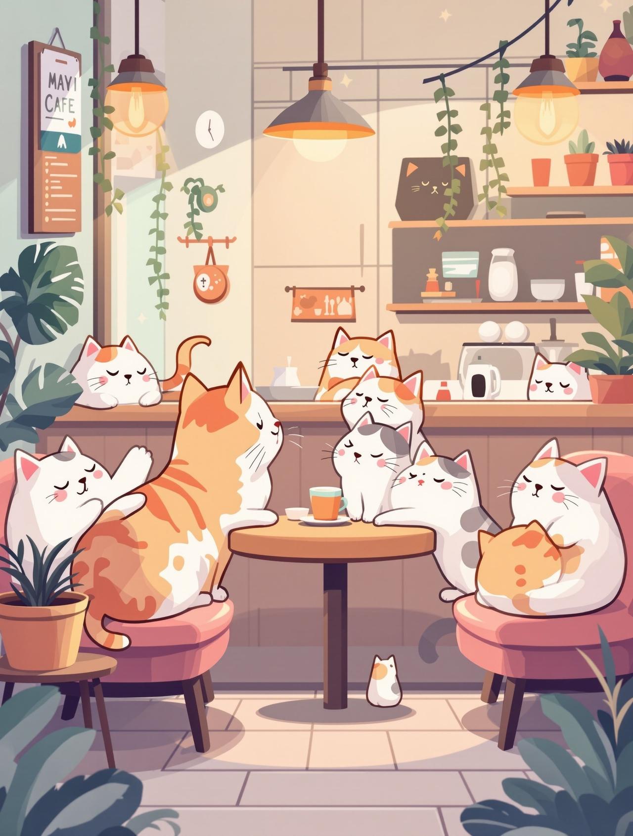 日漫网页板 猫咪咖啡馆的午后 - 治愈日常动漫短剧