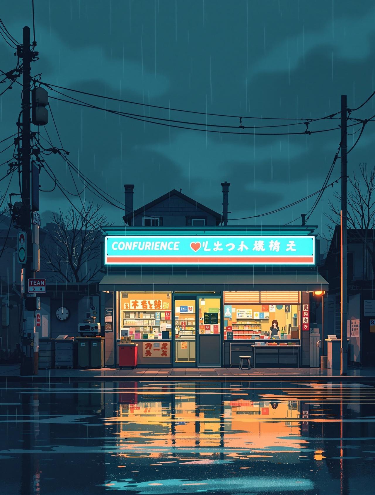 日漫网页板 雨天和便利店 - 治愈日常动漫短剧